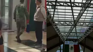 Elementos de la Sedena limpiaron los charcos provocados por las goteras