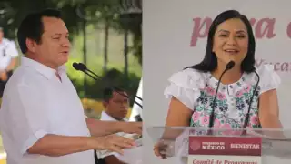 En la ceremonia, Joaquín Díaz Mena estuvo acompañado de Ariadna Montiel, secretaria de Bienestar