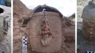 Al Sur del estado de Campeche fue encontrada una urna funeraria