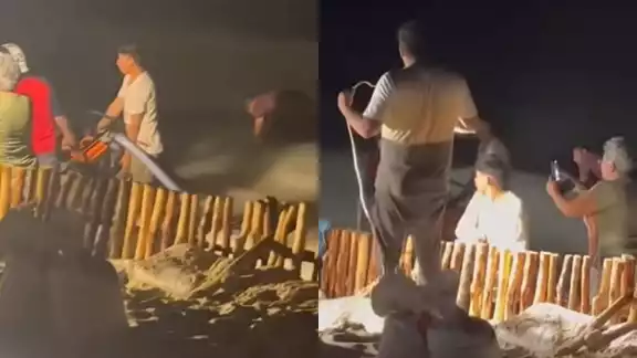 Acusan al Tempo Beach Club de extraer arena para la construcción de un muro de contención