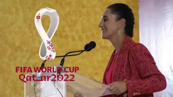 Claudia Sheinbaum adaptó su campaña a la Presidencia con el logo del Mundial Qatar 2022 Claudia Sheinbaum adaptó su campaña a la Presidencia con el logo del Mundial Qatar 2022