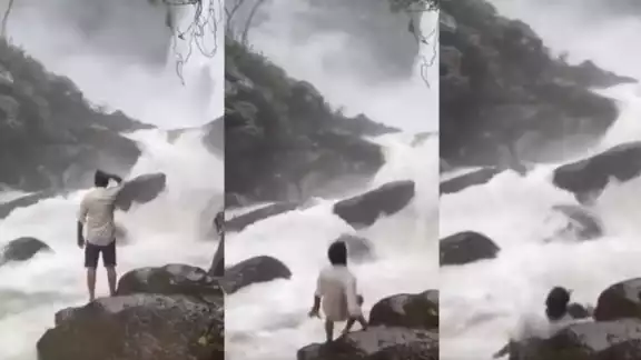 En el video se ve cómo resbala la persona. Foto: Especial
