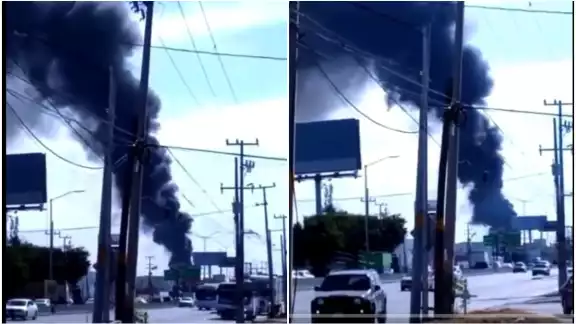 Un fuerte incendio se registró en una pensión de autobuses del grupo Senda en Escobedo, Nuevo León Un fuerte incendio se registró en una pensión de autobuses del grupo Senda en Escobedo, Nuevo León
