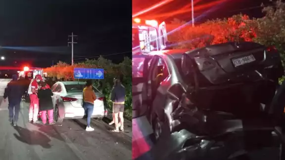 Así terminó el vehículo previo a entrar a Progreso Así terminó el vehículo previo a entrar a Progreso