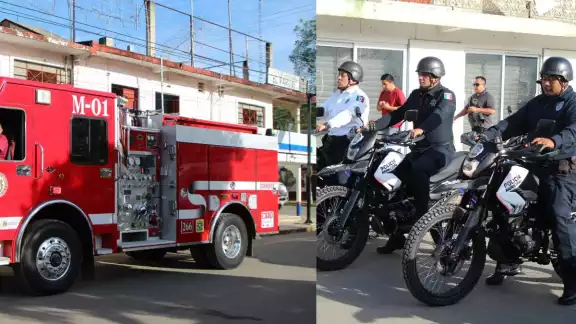 Se hicieron la entrega de moto patrullas y un carro de bomberos Se hicieron la entrega de moto patrullas y un carro de bomberos