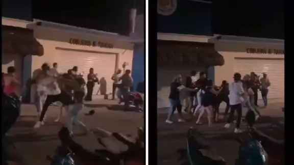 La pelea terminó con una persona inconsciente en el suelo La pelea terminó con una persona inconsciente en el suelo