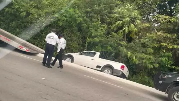 El conductor no midió su distancia y cayó dentro del manglar El conductor no midió su distancia y cayó dentro del manglar