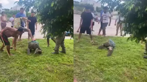 El hombre fue golpeado antes de ser entregado a la policía de Cancún El hombre fue golpeado antes de ser entregado a la policía de Cancún