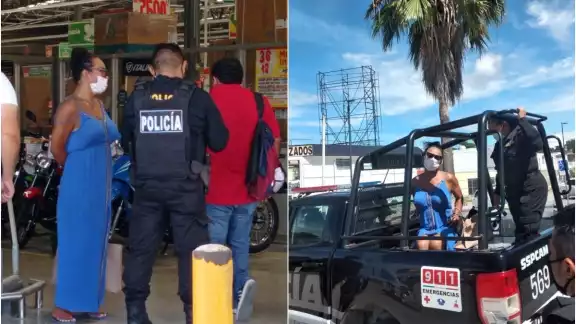 La Policía impidió que se concretara el hurtó de las piezas de vestir. Foto: Alan Gómez / Por Esto! La Policía impidió que se concretara el hurtó de las piezas de vestir. Foto: Alan Gómez / Por Esto!