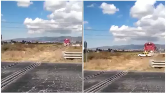 Un taxista ignoró la alerta del tren que se acercaba rápidamente en el crucero del Boulevard las Torres, en Hidalgo