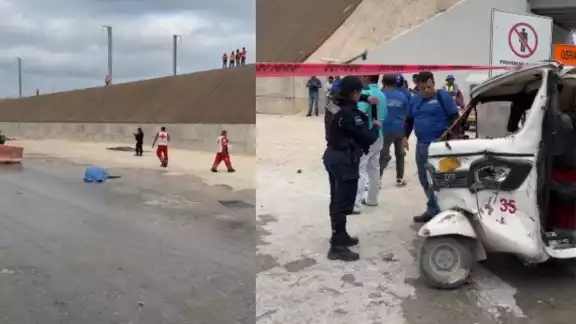 El mototaxista salió volando tras el accidente El mototaxista salió volando tras el accidente