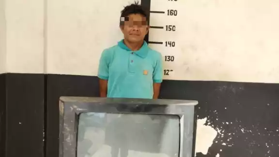El hombre fue detenido cuando huía con el televisor robado