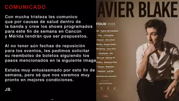Cancela sus conciertos en Cancún y merida Cancela sus conciertos en Cancún y merida
