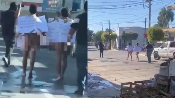 Los dos jóvenes caminaron desnudos por las calles de Guasave Los dos jóvenes caminaron desnudos por las calles de Guasave