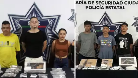 Los presuntos “tiradores” quedaron a disposición de la Fiscalía Especializada en Combate al Delito de Narcomenudeo por probables delitos contra la salud
Los presuntos “tiradores” quedaron a disposición de la Fiscalía Especializada en Combate al Delito de Narcomenudeo por probables delitos contra la salud
