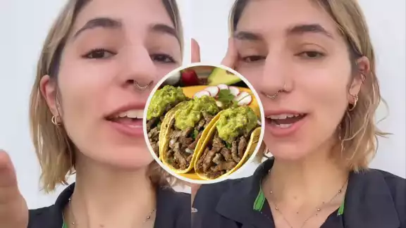 La joven probó los tacos de carne asada por primera vez en su cumpleaños La joven probó los tacos de carne asada por primera vez en su cumpleaños