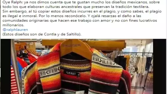 Ralph Lauren se disculpa con México por supuesto plagio de diseño indígena