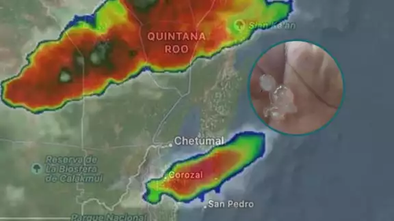 Según habitantes de la localidad "El Tesoro", entre las 8 y 9 de la noche comenzó a registrase una lluvia y posteriormente la caída de granizo