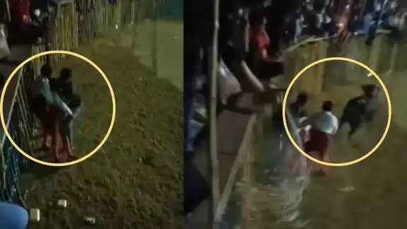 Según se observa en el video que circula a través de las redes sociales se ve el momento exacto en que el torero es embestido Según se observa en el video que circula a través de las redes sociales se ve el momento exacto en que el torero es embestido