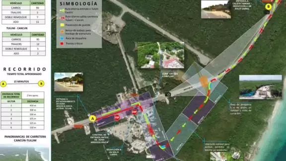 la Ruta alterna de salida comenzará en la entrada al estacionamiento de la Zona Arqueológica de Tulum la Ruta alterna de salida comenzará en la entrada al estacionamiento de la Zona Arqueológica de Tulum