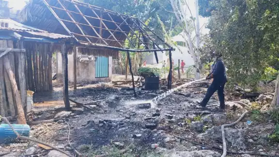 La palapa fue consumida en su totalidad, dejando daños materiales