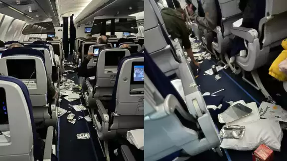 El avión presentó varios destrozos en su interior El avión presentó varios destrozos en su interior