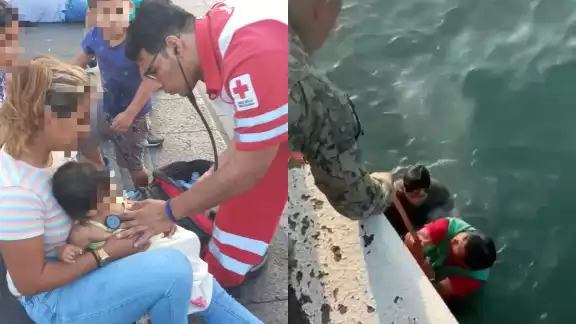 La menor fue auxiliada y sacada del mar con vida La menor fue auxiliada y sacada del mar con vida