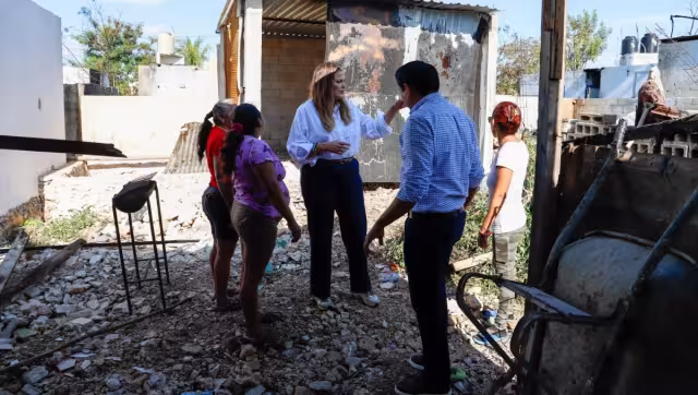 Cecilia Patrón recorre zona afectada por incendio en Dzunucán y anuncia apoyo a damnificados