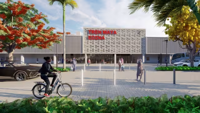 La estación Edzná está ubicada cerca de la zona arqueológica que lleva el mismo nombre