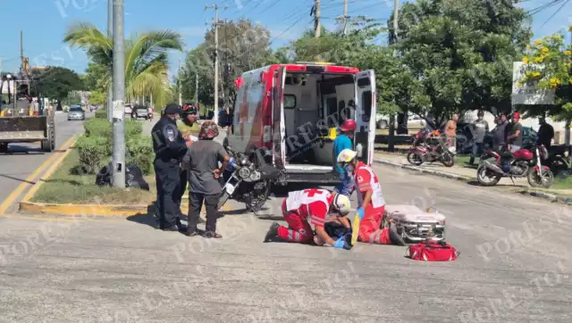 Un motociclista resultó lesionado tras una colisión entre dos motos en la avenida Colosio, en Champotón.