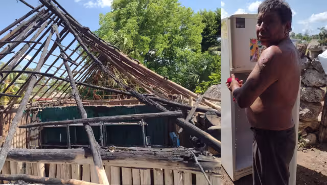 Nos levantamos para tratar de apagar el fuego con cubetas con agua que le arrojamos