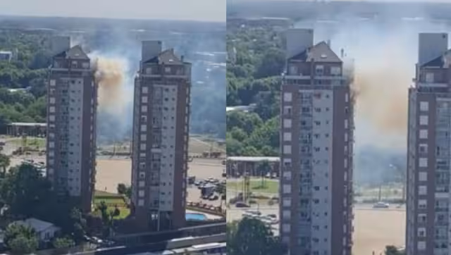 El niño quedó colgado del balcón