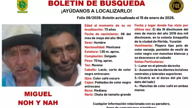 El hombre es de tez morena, mide 1.55 metros de estatura y pesa 70 kilogramos aproximadamente