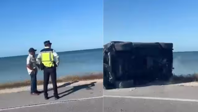 Accidente en la Campeche–Champotón: Jeep Cherokee aparece volcada sin heridos graves