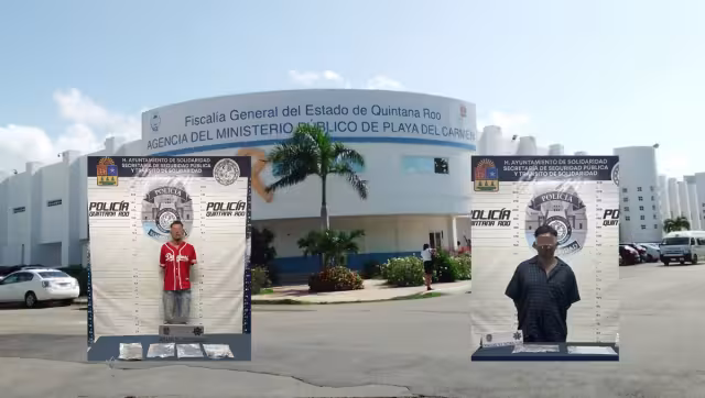 Ambos hombres y las posibles drogas fueron puestos a disposición de la Fiscalía General del Estado