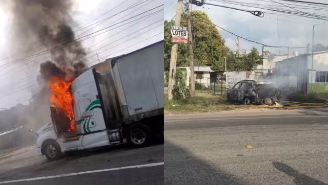 Dos nuevos incendios de vehículos en regiones afectadas por narcobloqueos