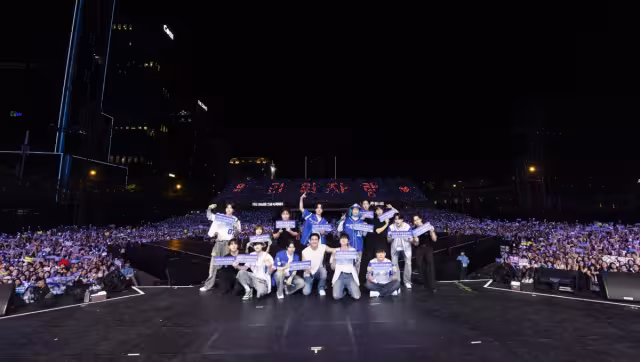 Muestran en redes el momento exacto del accidente en concierto de Super Junior.