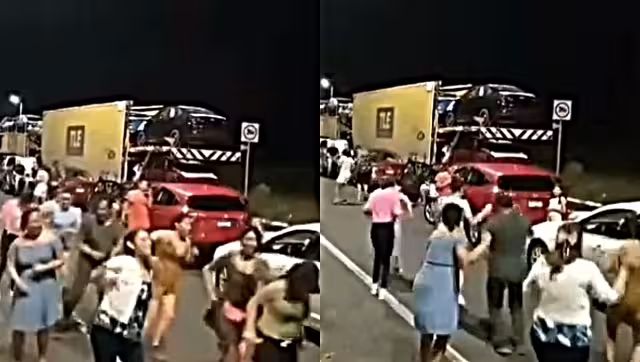 Los conductores comenzaron a bailar Payaso de Rodeo mientras se reanudaba el paso en Michoacán