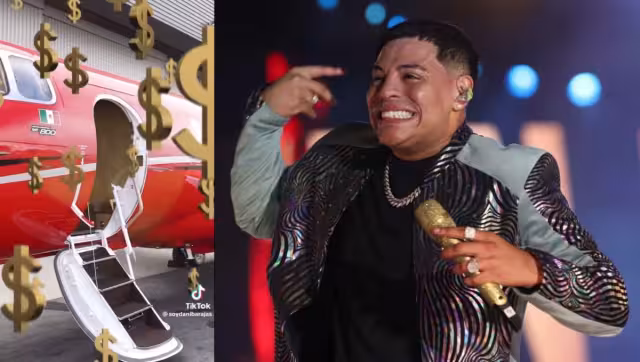 El vocalista de Grupo Firme y su lujoso avión privado. Foto: Especial