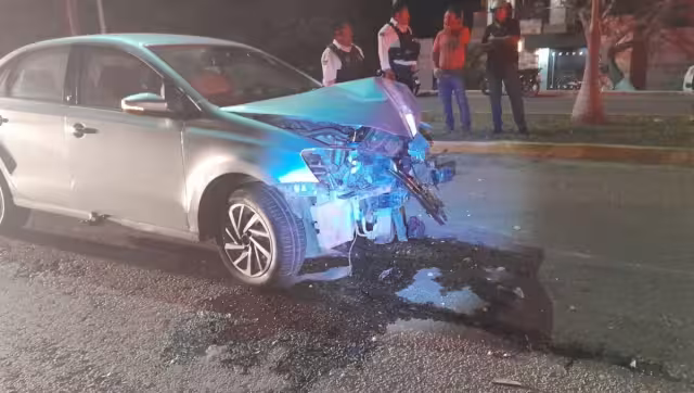 Así terminó el vehículo en Calkiní