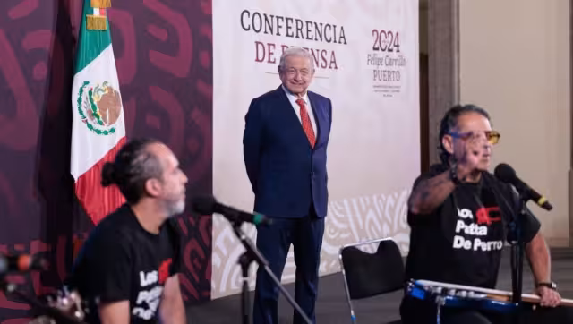 Los Patita de Perro se presentaron en la conferencia mañanera para deleitar a los pequeños en este Día del Niño