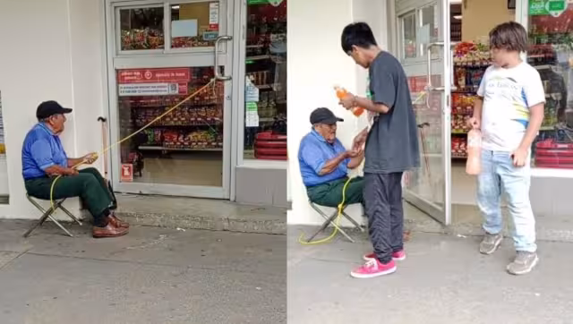Unos niños incluso le dieron propina al abuelito