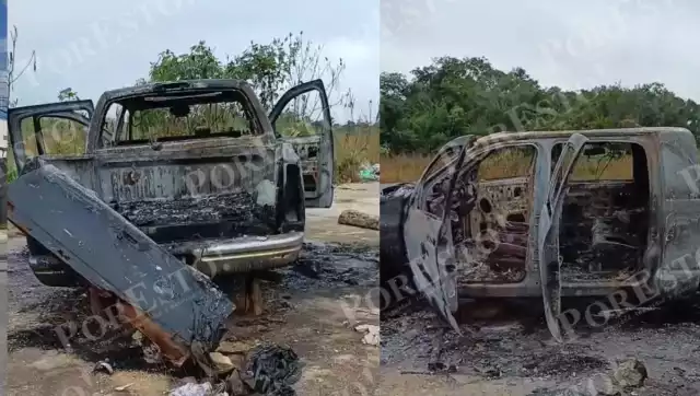 Camioneta abandonada por más de un año aparece quemada en Ich-Ek
