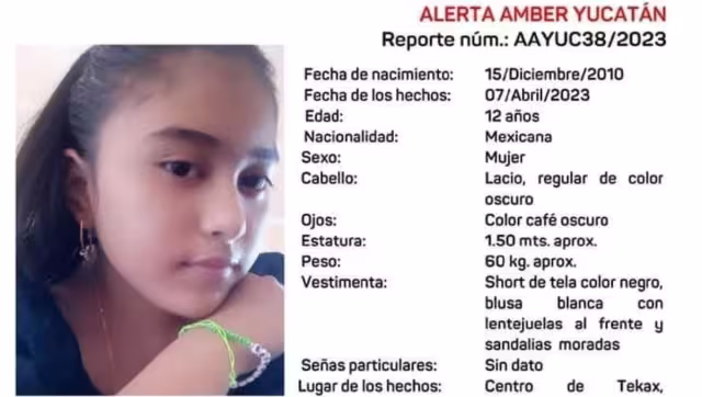 Fátima Guadalupe Novelo Poot, de 12 años, desapareció durante la madrugada de este viernes