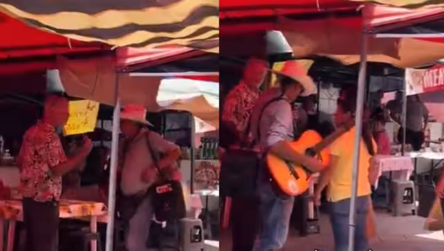 Turista estadounidense quiere callar a músico en mercado de Nayarit.