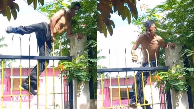 El dueño de la vivienda captó al hombre saliendo por la reja