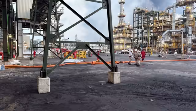 Pemex confirma que incendio en la Refinería Olmeca fue sofocado.