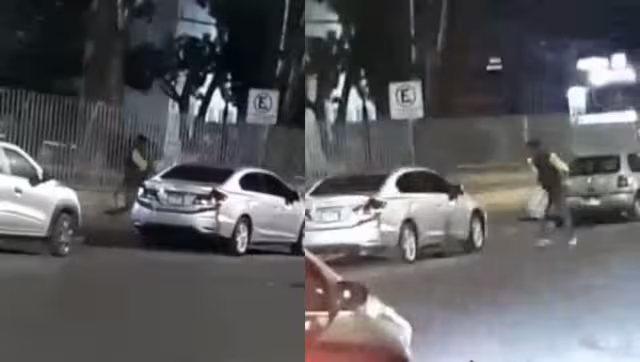 El franelero golpeó con una cubeta a un auto en San Luis Potosí