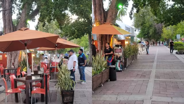 Como parte del reordenamiento de espacios se retiran sillas, mesas y letreros de la zona peatonal