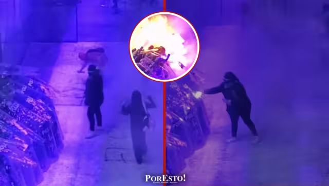 Impactante: mujer detenida por ataque con fuego a policías en el 8M
